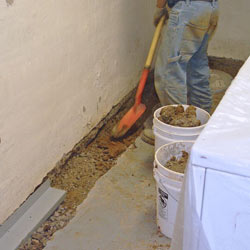 Digging a trench for a French Drain system in London