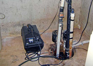 Pedestal sump pump system installed in a home in Listowel