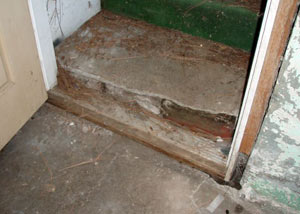 A flooded basement in St Marys where water entered through the hatchway door