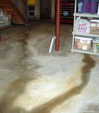 Flooding entering a basement through a floor crack in Point Edward