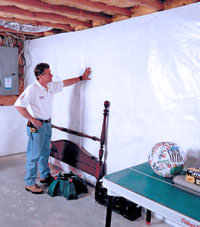 Plastic 20-mil vapor barrier for dirt basements, Strathroy, Ontario installation